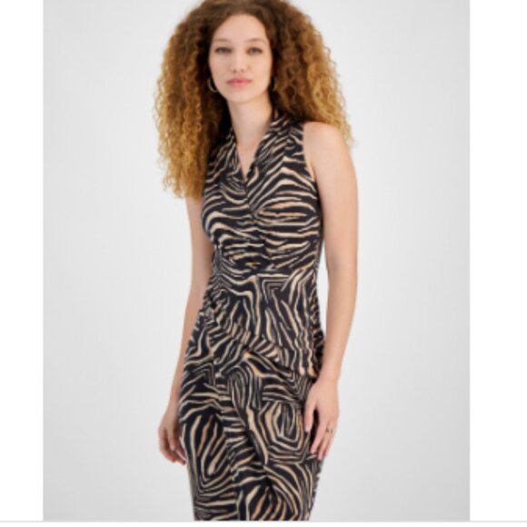 Rachel Rachel Roy Women's Animal Print Faux-Wrap Sheath Dress - Safari Zeb - Picture 3 of 4